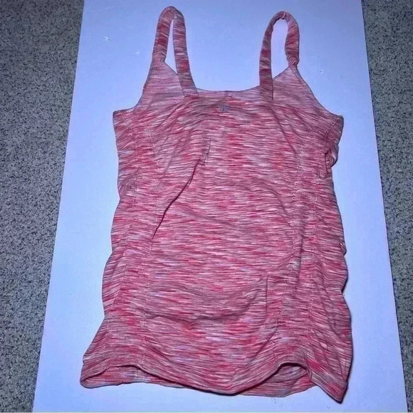 Athleta Fastest Track Athletic Ruched Tank Top Orange Gray Space Dye Size Large - Picture 2 of 8